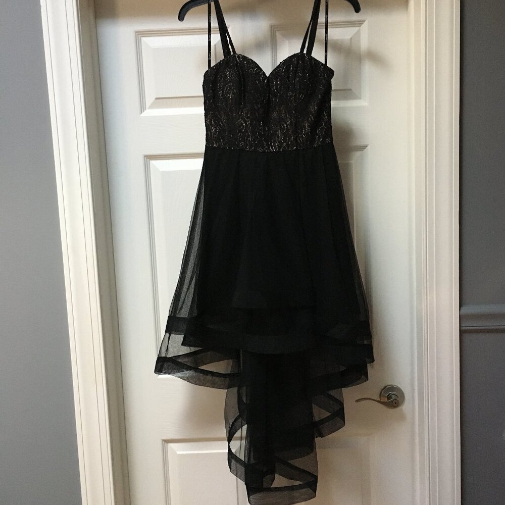 Like New Speechless Black Lace Top with Tulle High-Low Skirt Dress